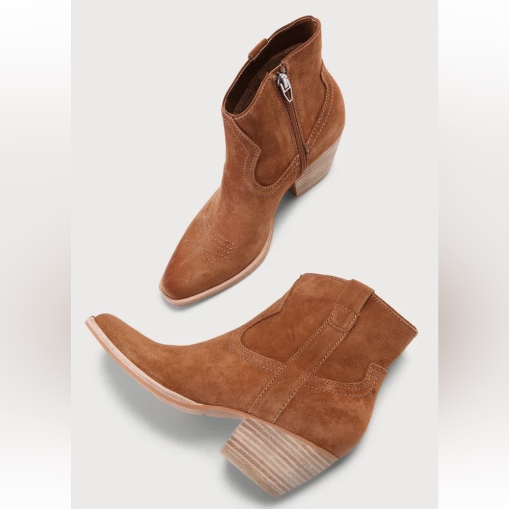 Dolce Vita Silma Brown Suede Leather Ankle Booties size 6 - Picture 2 of 8